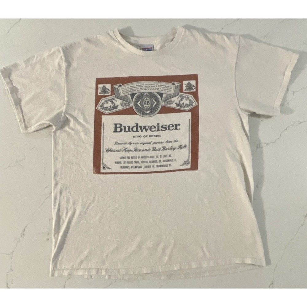 VTG‎ MEN'S T SHIRT Budweiser King Of Beers Junk Food Graphic Tee Y2K 90s